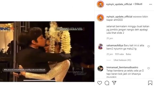 Unggahan soal Atta Halilintar dan Aurel Hermansyah [Instagram/@nyinyir_update_official]