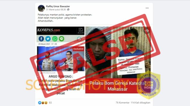 CEK FAKTA: Pelaku Bom Gereja Katedral Mantan Polisi Beragama Kristen?