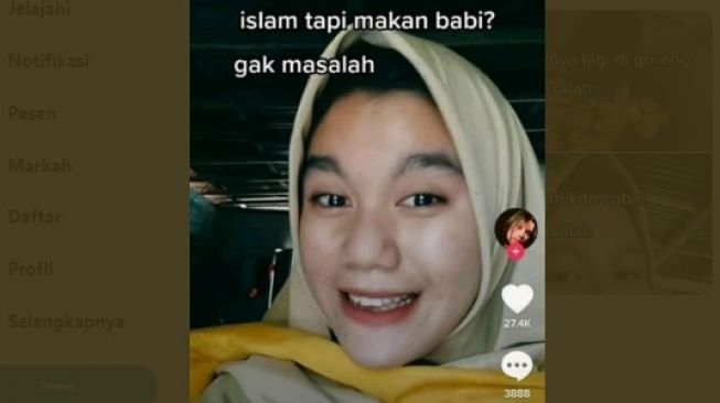 Viral Perempuan Berjilbab Makan Daging Babi, Ada Tutorial Masaknya