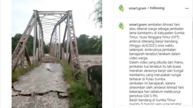 Detik-Detik Jembatan Ahmad Yani Ambruk Saat NTT Banjir, Tenggelam ke Sungai