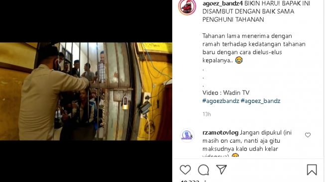 Aksi para tahanan menyambut pelaku pemerkosaan masuk ke sel (instagram.com/@agoez_bandz4)