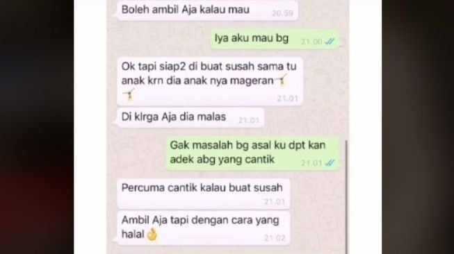 Chat kakak saat tahu ada yang melamar adik. (TikTok)