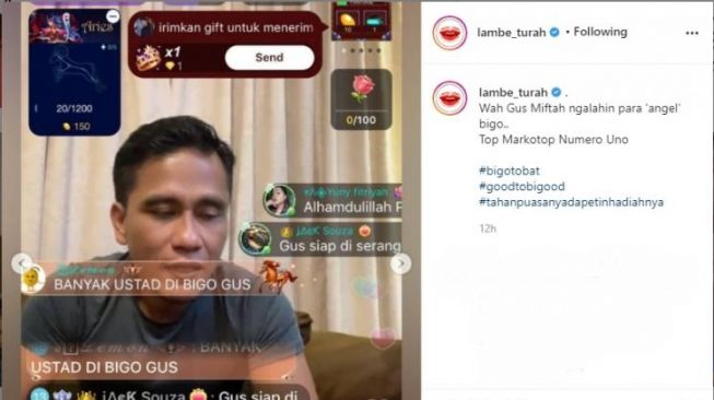 Gus Miftah dikabarkan memiliki akun Bigo. [@Lambeturah]