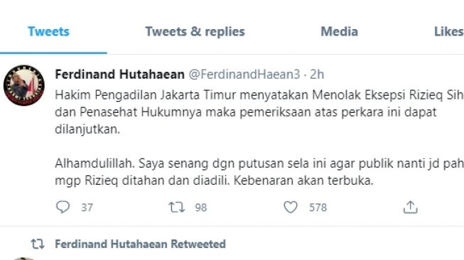 Cuitan Ferdinand [Twitter @Ferdinand Hutahaean]