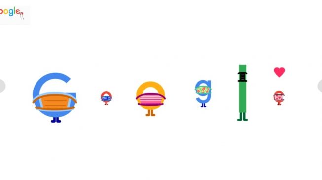 Google doodle ingatkan pentingnya penggunaan masker. [Google]