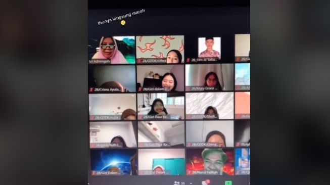 Mahasiswi panik karena lupa matikan mik saat kelas online (tiktok.com/@fadilknzo)