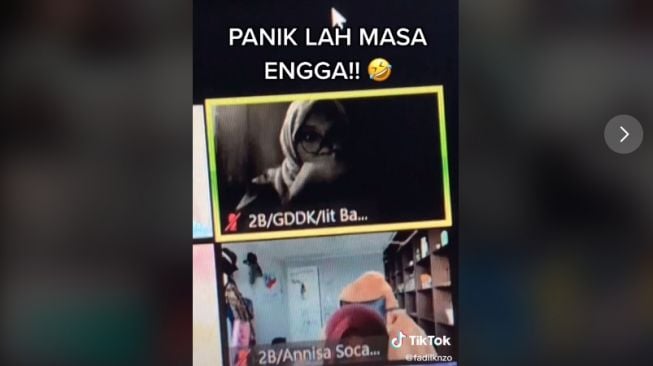 Mahasiswi panik karena lupa matikan mik saat kelas online (tiktok.com/@fadilknzo)