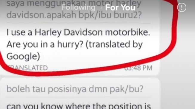 Driver ojol pakai Harley Davidson. [TikTok]