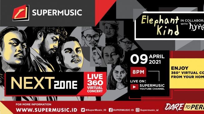 Supermusic Nextzone Live 360 Virtual Concert yang hadirkan Elephant Kind dan Hyndia. 