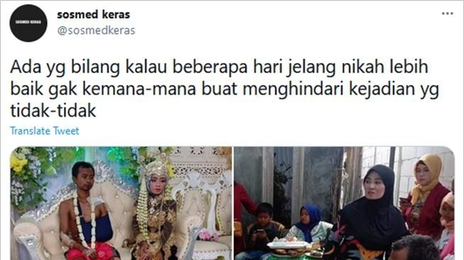 Duduk di Pelaminan, Pengantin Pria Tak Pakai Baju hanya Pakai Celana Pendek