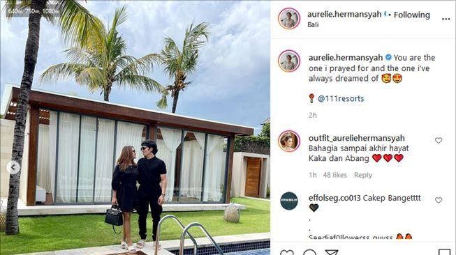 Potret bulan madu Aurel Hermansyah dan Atta Halilintar di vila Bali. (Instagram/@aurelie.hermansyah)