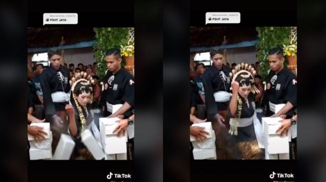 Viral Pengantin Wanita Pecahkan Bata saat Hari Pernikahan (tiktok.com/@frendienzo)