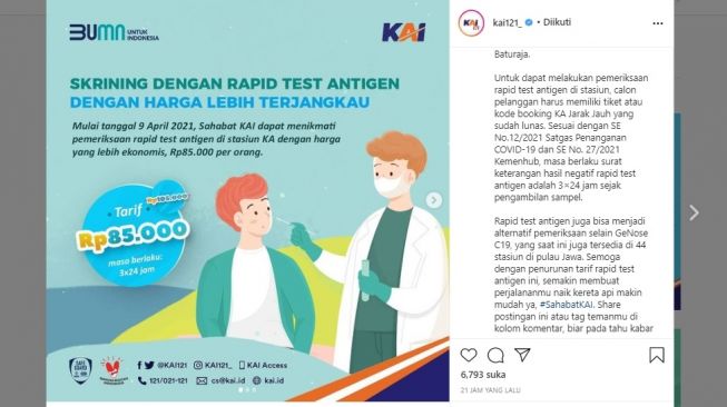 Rapid Test Antigen Kereta Harga Terbaru Hingga Stasiun Yang Melayani