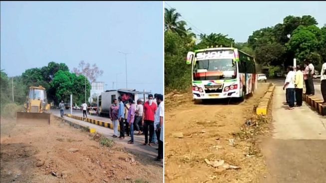 Warga membuat jalan tandingan di sebelah jalan tol utama (Cartoq)