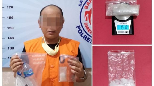 Seorang pria berinisial BP alias Bepe (37) diamankan jajaran Satresnarkoba Polresta Surakarta. [Dok Polresta Surakarta]