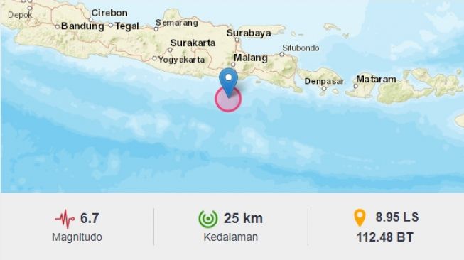 Informasi gempa bumi di Malang dan sekitarnya [Tangkapan layar BMKG]