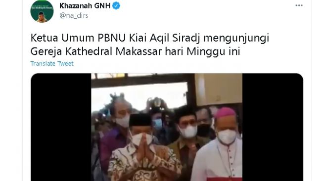 Ketum PBNU KH Said Aqil Siradj Kunjungi Gereja Katedral Makassar (twitter.com/@na_dirs)