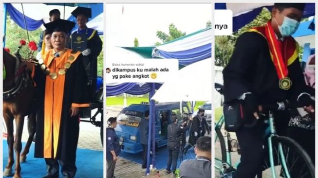 Kocak, Deretan Kendaraan Unik yang Dibawa Mahasiswa Saat Wisuda Drive Thru