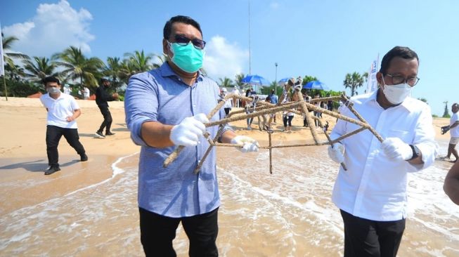 BTN Transplantasi 710 Terumbu Karang dan Lepas 7.100 Tukik di Bali