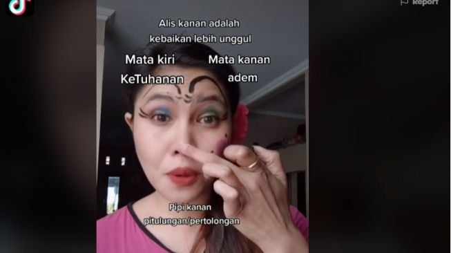 Inem Jogja menjelaskan filosofi dari riasan yang dikenakan. - (TikTok/@inem_jogja)