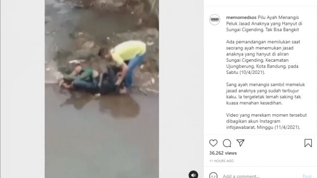 Peluk Jasad Anak yang Hanyut di Sungai, Video Seorang Ayah Ini Bikin Pilu