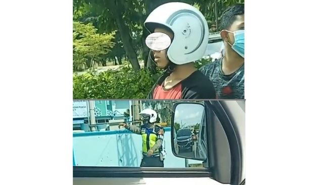 Viral Ekspresi Pemotor Tak Pakai Helm Lihat Aparat di Depan, Panik Nggak?