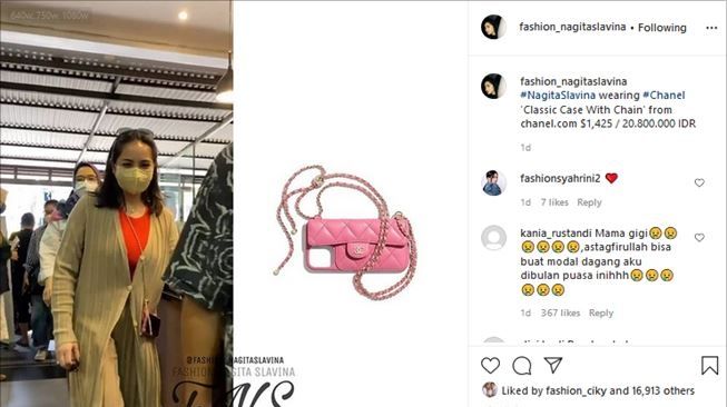 Nagita Slavina pakai casing HP seharga nyaris Rp21 juta. (Instagram/@fashion_nagitaslavina)