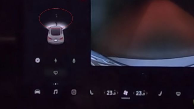 Sensor Tesla tangkap sosok hitam tengah menyeberang di jalan (Youtube)