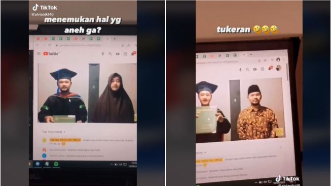 Bikin Ngakak, Aksi Dua Mahasiswa Gantian Cosplay Jadi Orangtua (tiktok.com/alvianjkt48)