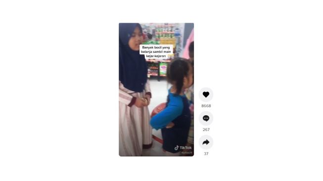 Ekspresi para bocah pertama kali ke minimarket. [TikTok]