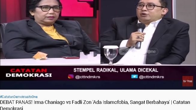 Debat panas Fadli Zon dan Irma Chaniago (Youtube)