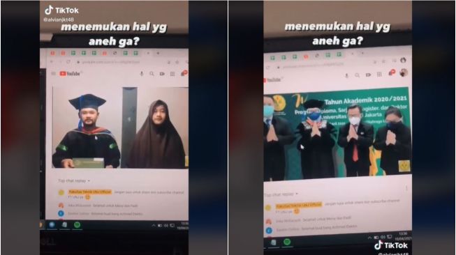 Ngakak! Demi Wisuda Online, Dua Mahasiswa Ini Saling Cosplay Jadi Orangtua