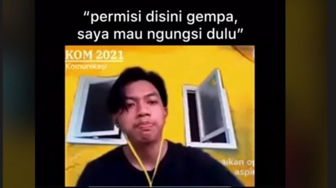 Viral Video Mahasiswa Tetap Tenang Rapat Online saat Terjadi Gempa