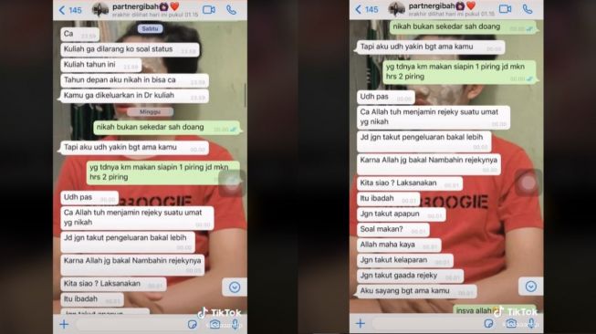 Viral Curhat Mahasiswi Dichat Pacar, Diajak Nikah Tahun Depan (tiktok.com/@ecaaantip)