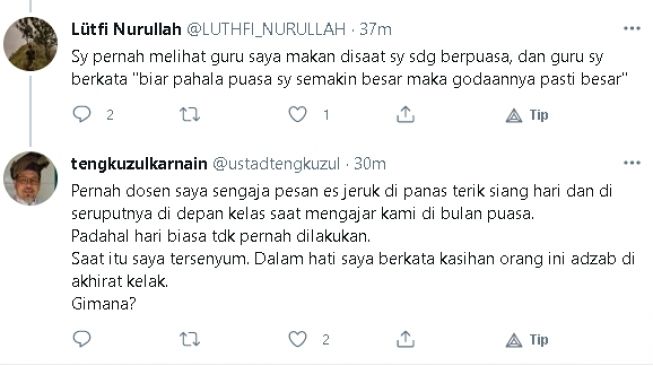 Tengku Zul debat soal sengaja makan di depan orang puasa (twitter.com/@ustadtengkuzul)