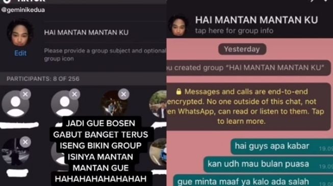 Viral Wanita Buat Grup WA Isinya 8 Mantan Kekasih, Warganet: Gila Nyalinya!