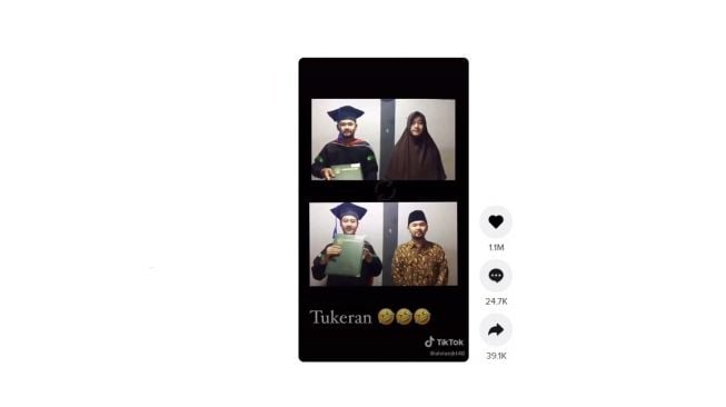 Aksi kocak wisuda online mahasiswa. [TikTok] 