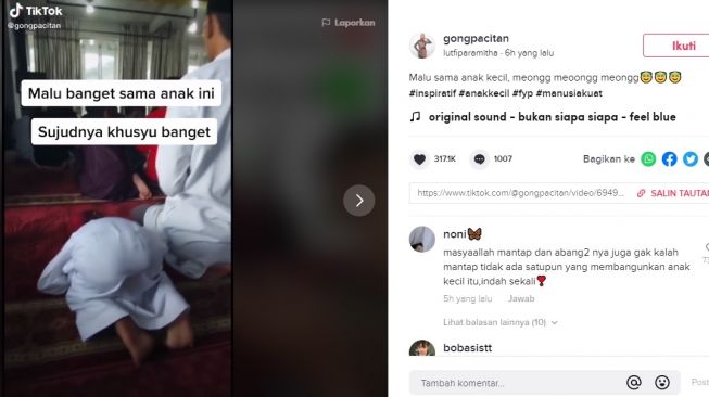 Viral Anak Sujud Sholat Sampai Ketiduran. (TikTok/@gongpacitan)