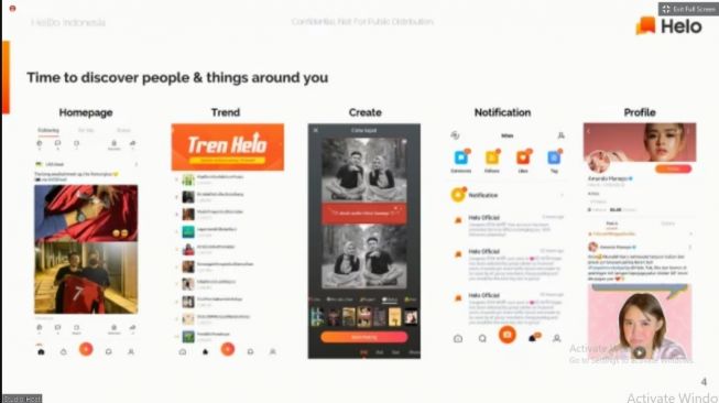 Aplikasi media sosial, Helo. [Screenshot/Dicky Prastya]