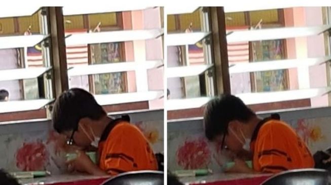 Viral Guru Bagikan Foto Bocah Makan Sambil Sembunyi, Hargai Teman Berpuasa