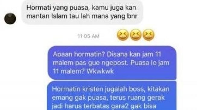 chat salmafina dengan netizen yang menyinggungnya (Instagram)