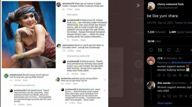 Yuni Shara tanggapi komentar pedas netizen Indonesia (Twitter)