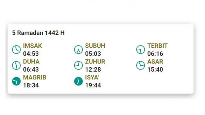 Jadwal Imsak Medan Sabtu 17 April 2021