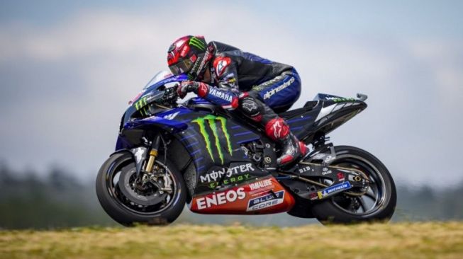 Pebalap tim Monster Energy Yamaha Fabio Quartararo menjalani sesi latihan bebas Grand Prix Portugal, Sirkuit Algarve, Portimao. (16/4/2021) (HO via Yamaha Motor Racing Srl)