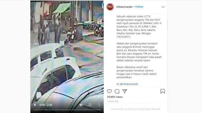 Seorang Anggota Brimob Tewas Dikeroyok OTK di Kafe Melawai Jakarta