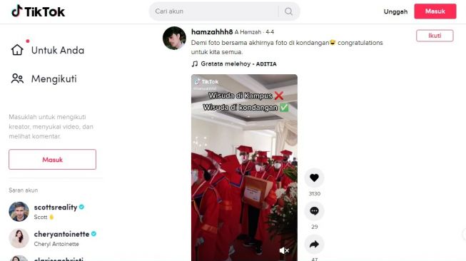 Wisuda di resepsi pernikahan. [TikTok]