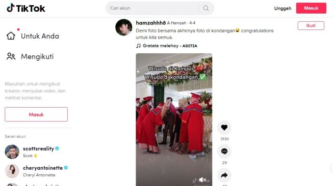 Wisuda di resepsi pernikahan. [TikTok]