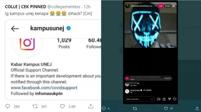 Instagram Unej Diduga Diretas, Penampakan Pelaku Menyeramkan Saat Live