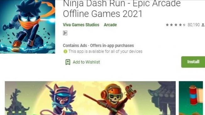 Game Offline Ninja Dash Run. (Google Play Store)