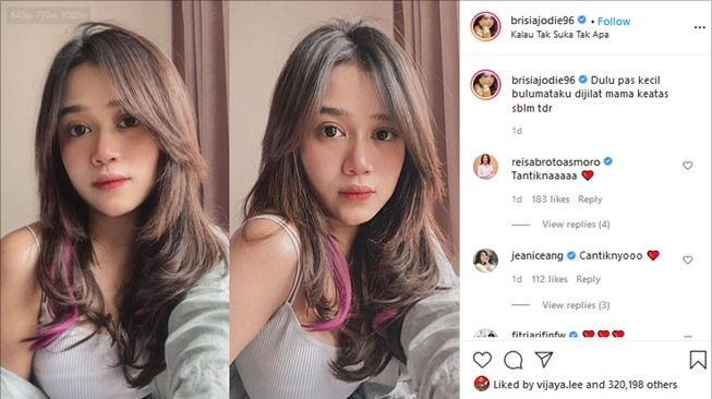 Hasil selfie cantik Brisia Jodie. (Instagram/@brisiajodie96)